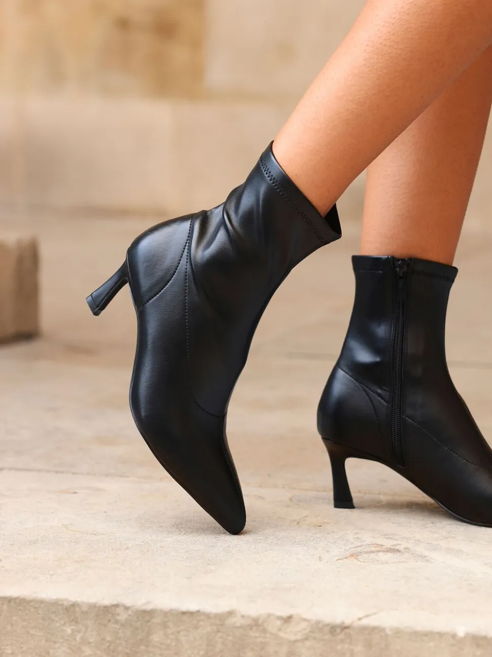 Noir - Linzi Bottes/Bottines montante à talon chaton