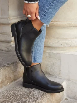 Noir - Linzi Fauna Coupe large Chelsea Bottes avec panneau latéral extensible