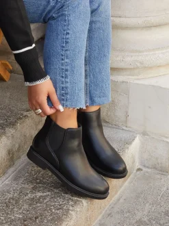 Noir - Linzi Fauna Coupe large Chelsea Bottes avec panneau latéral extensible