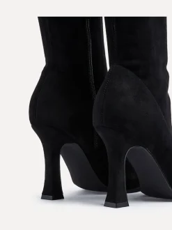 Noir - Linzi Gabrielle High Leg Extensible Faux suède Bottes