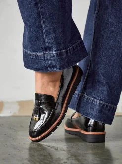 Noir - Linzi Nancy Patent Loafers With Tassel Detail