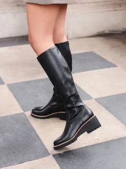 Noir - Linzi résistantes aux bottes compensées hautes stretch