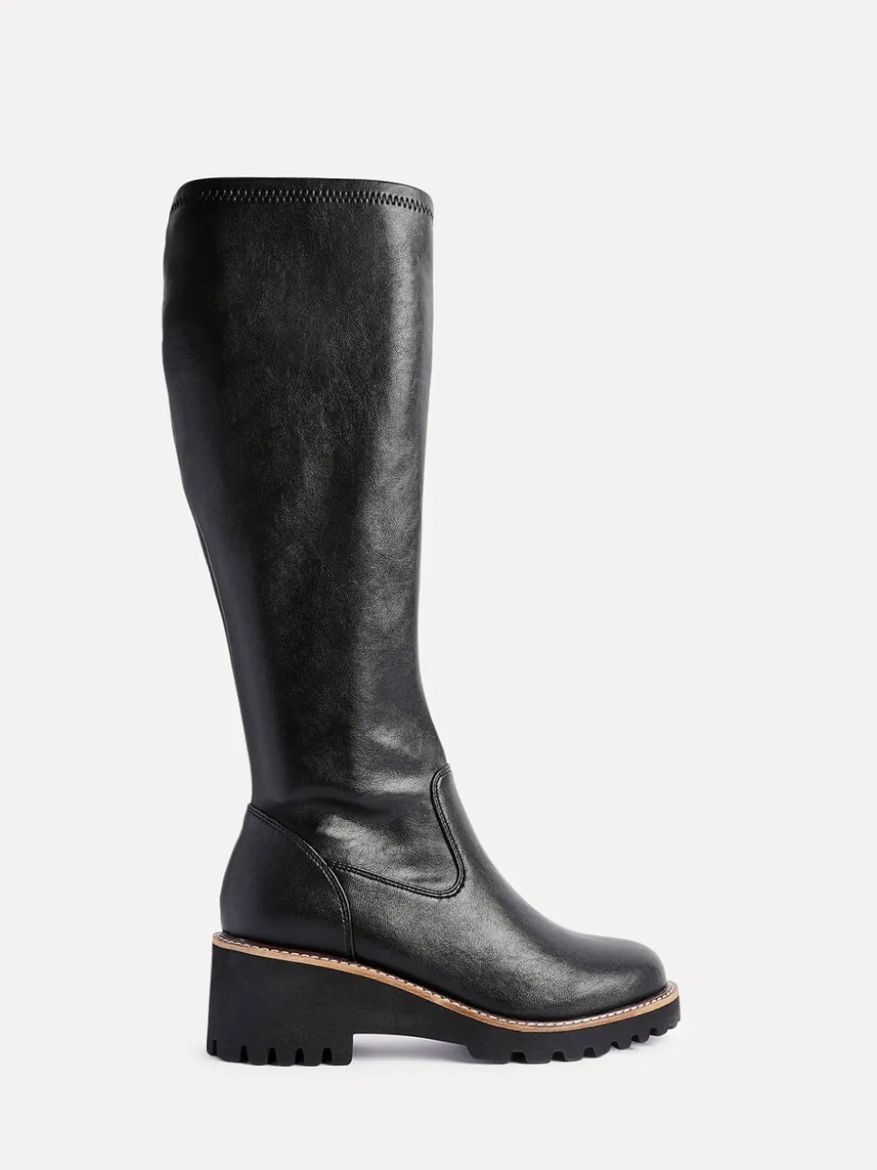 Noir - Linzi résistantes aux bottes compensées hautes stretch
