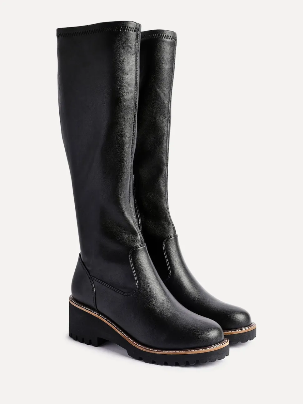 Noir - Linzi résistantes aux bottes compensées hautes stretch