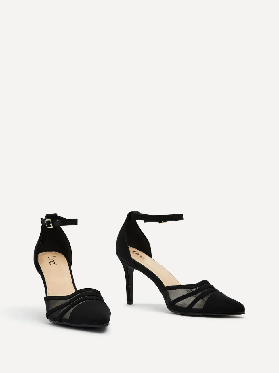 Noir - Linzi talons aiguilles Serri Court avec détail en maille avant