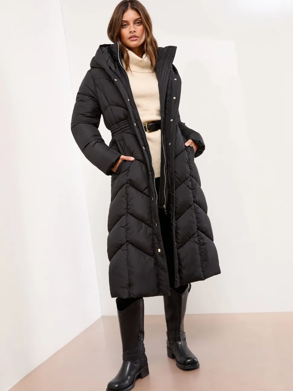 Noir - Lipsy Manteau long matelassé double couche