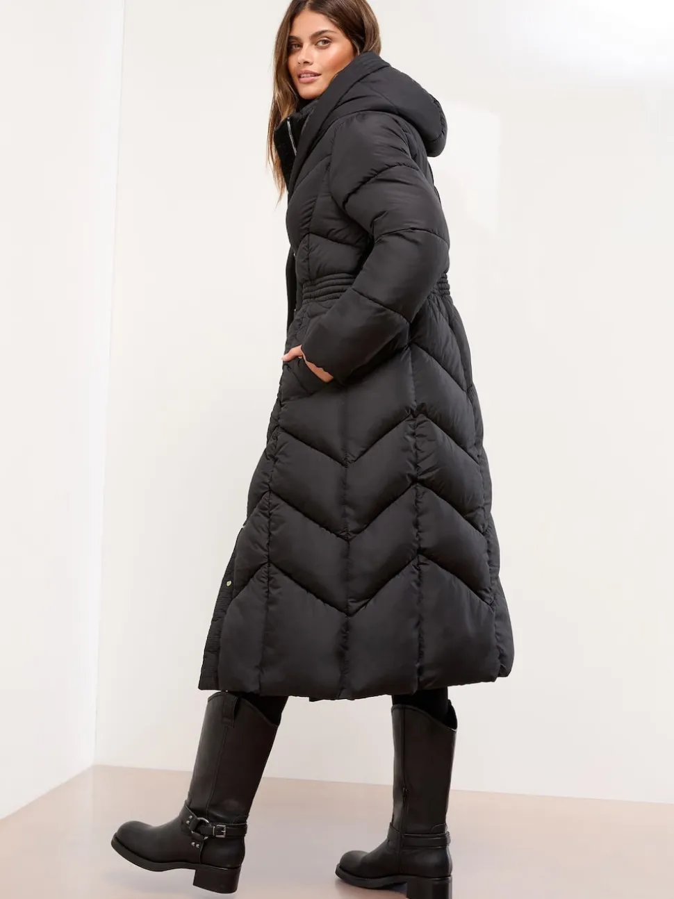Noir - Lipsy Manteau long matelassé double couche