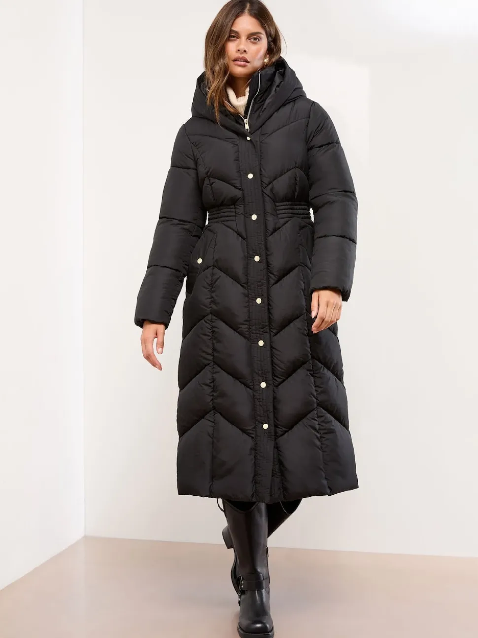 Noir - Lipsy Manteau long matelassé double couche