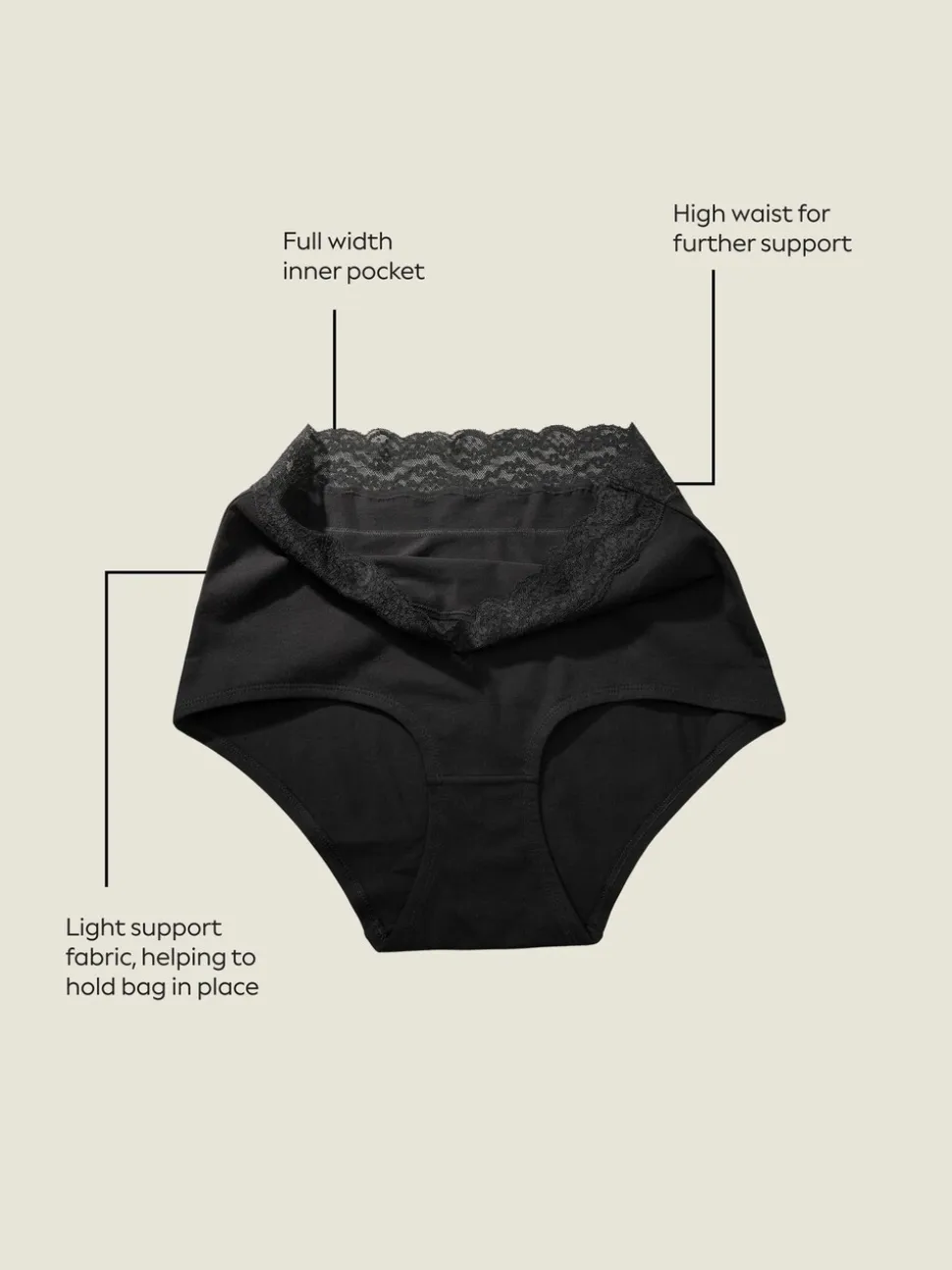 Noir - Lot 3 culottes Stoma en dentelle de coton