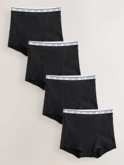 Noir - Lot de 4 caleçons menstruels en coton à flux intense