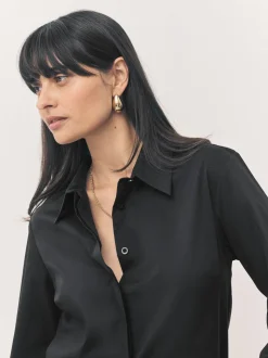 Noir - Lot de 2 chemises ajustées extensibles indispensables à manches longues
