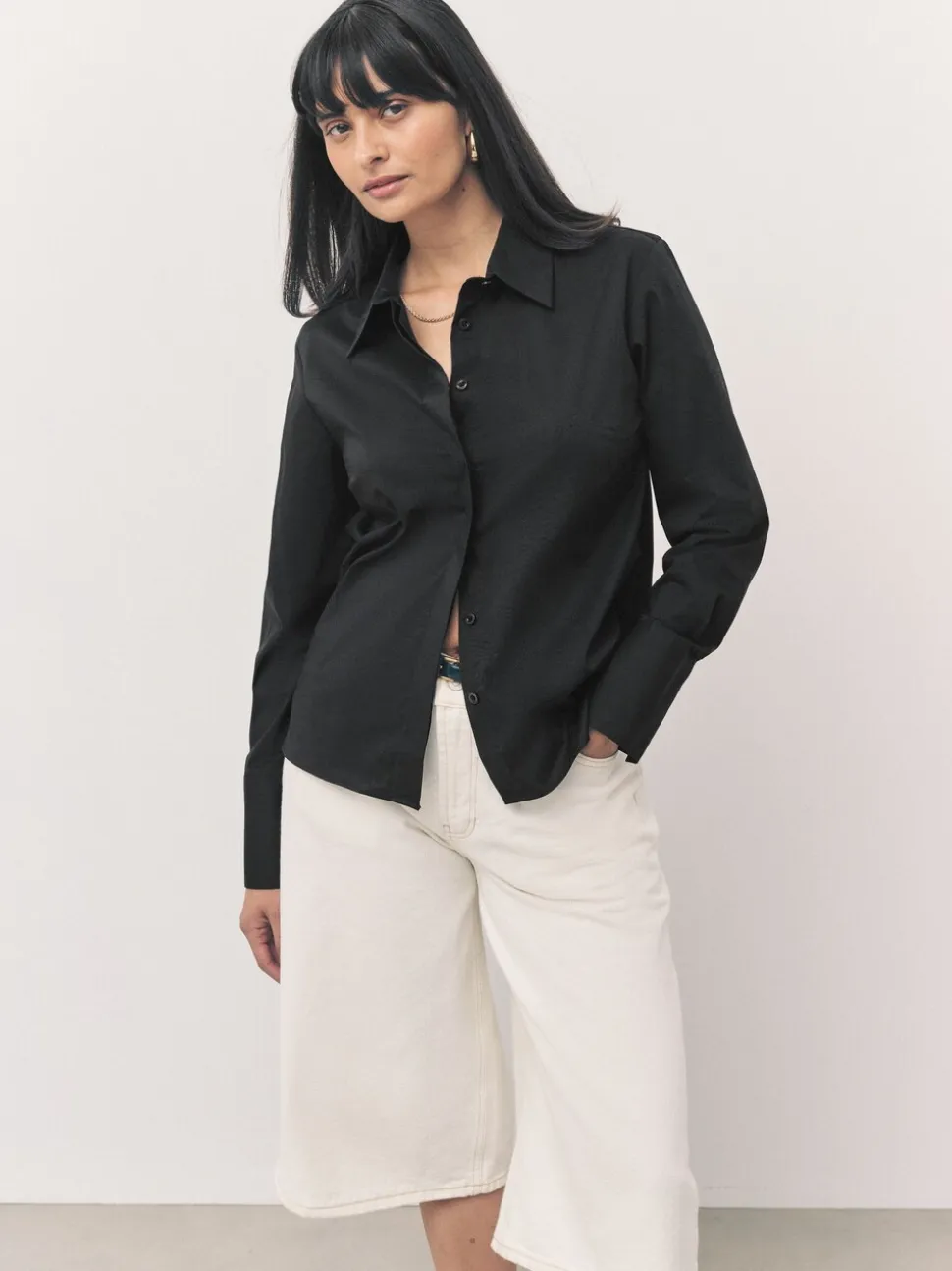 Noir - Lot de 2 chemises ajustées extensibles indispensables à manches longues