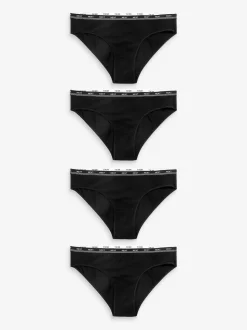 Noir - Lot de 4 culottes à logo en coton