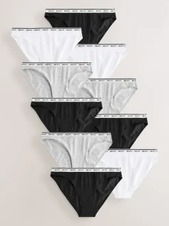 Noir - Lot de 10 culottes à logo en coton