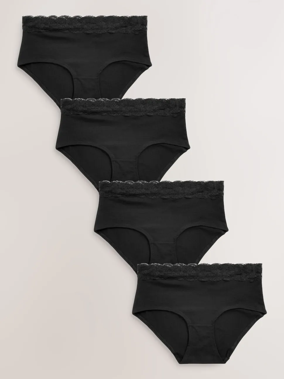 Noir - Lot de 4 culottes en coton et dentelle