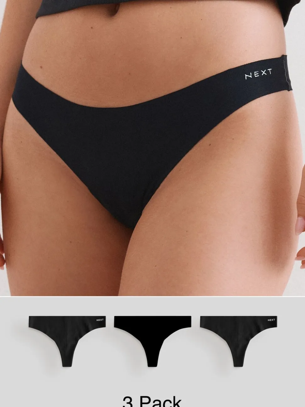 Noir - Lot de 3 culottes en coton majoritaire sans VPL