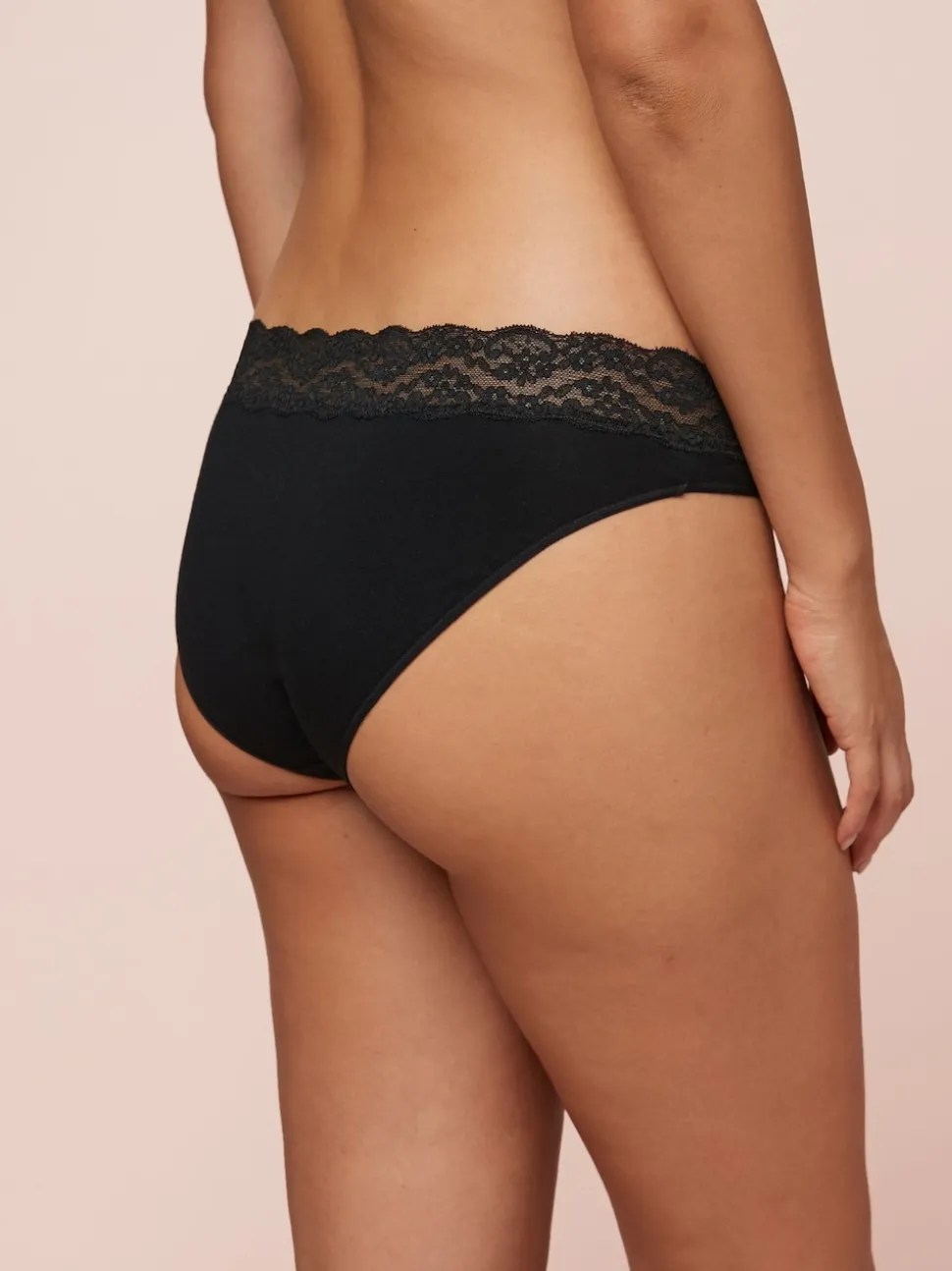 Noir - Lot de 4 culottes en coton et dentelle