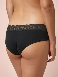 Noir - Lot de 4 culottes en coton et dentelle