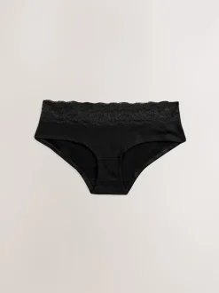 Noir - Lot de 4 culottes en coton et dentelle