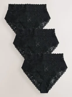 Noir - Lot de 3 culottes en dentelle