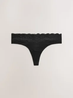 Noir - Lot de 4 culottes en coton et dentelle