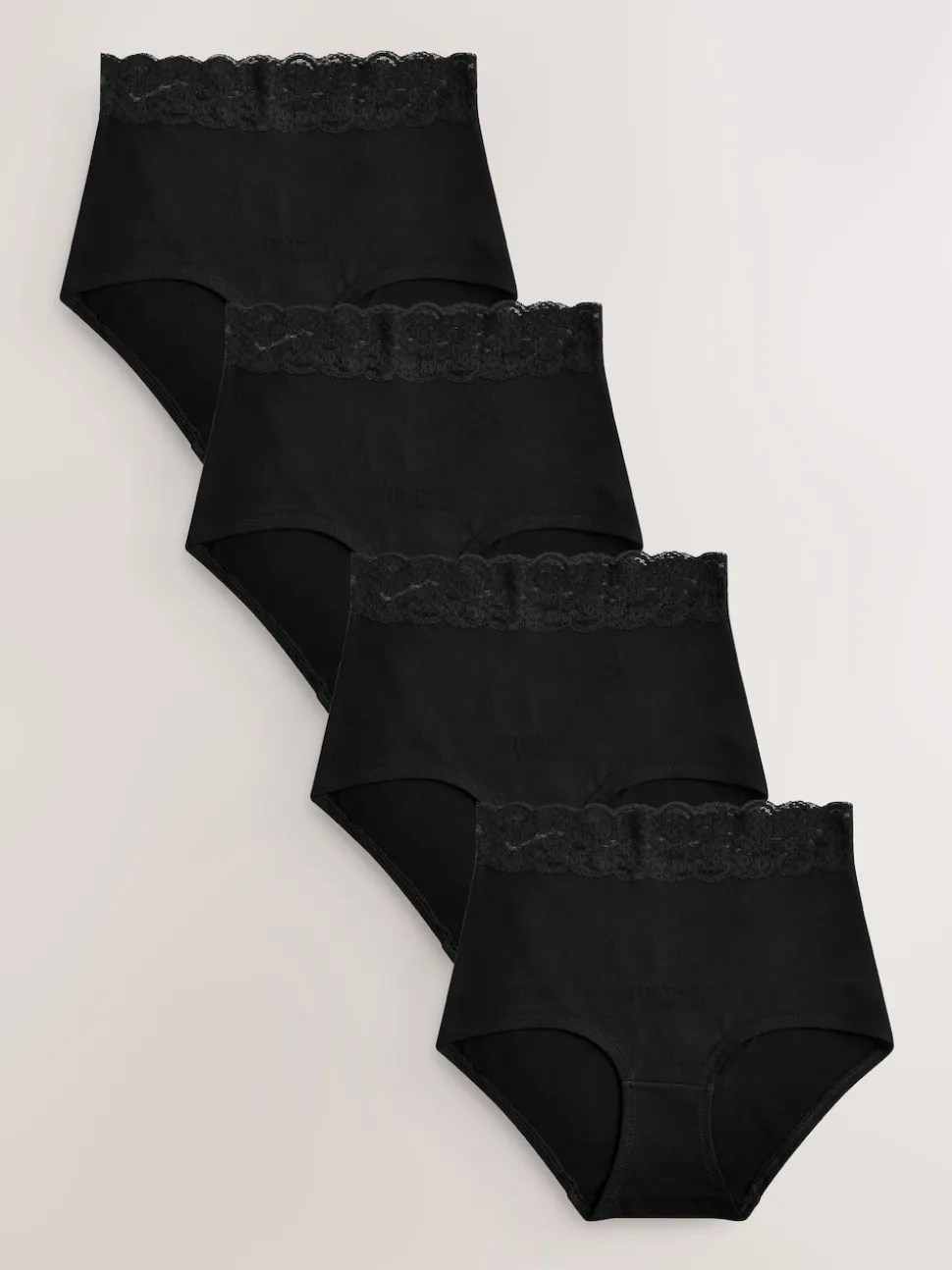 Noir - Lot de 4 culottes en coton et dentelle