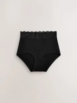 Noir - Lot de 4 culottes en coton et dentelle