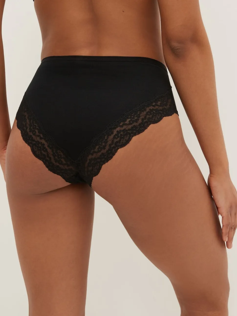 Noir - Lot de 4 culottes en coton et dentelle