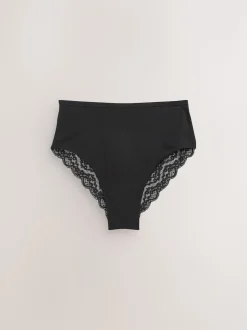 Noir - Lot de 4 culottes en coton et dentelle