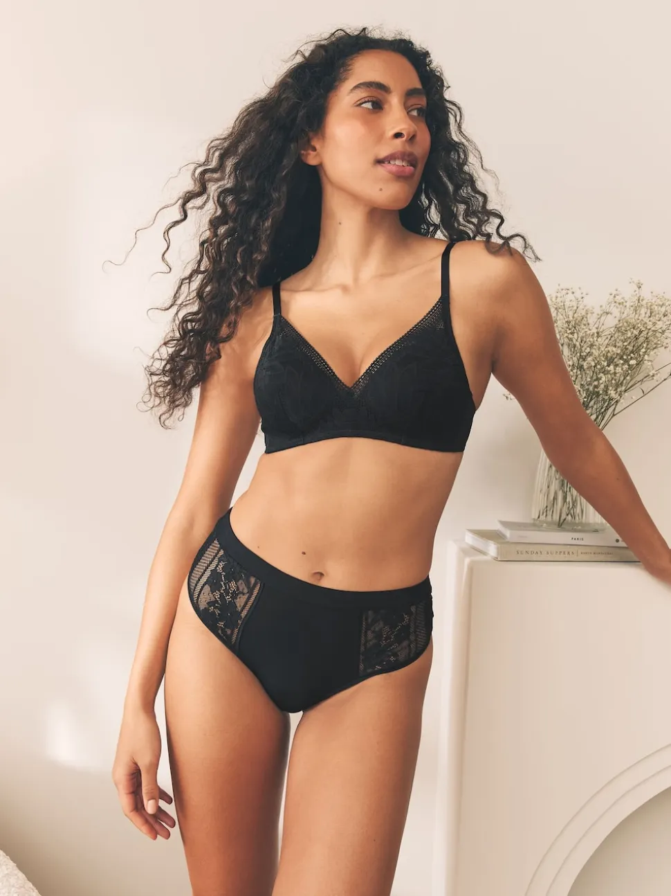 Noir - Lot de 3 culottes en modal et dentelle