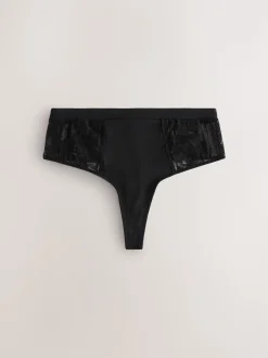Noir - Lot de 3 culottes en modal et dentelle