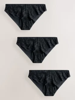 Noir - Lot de 3 culottes NVPL en dentelle sur le devant