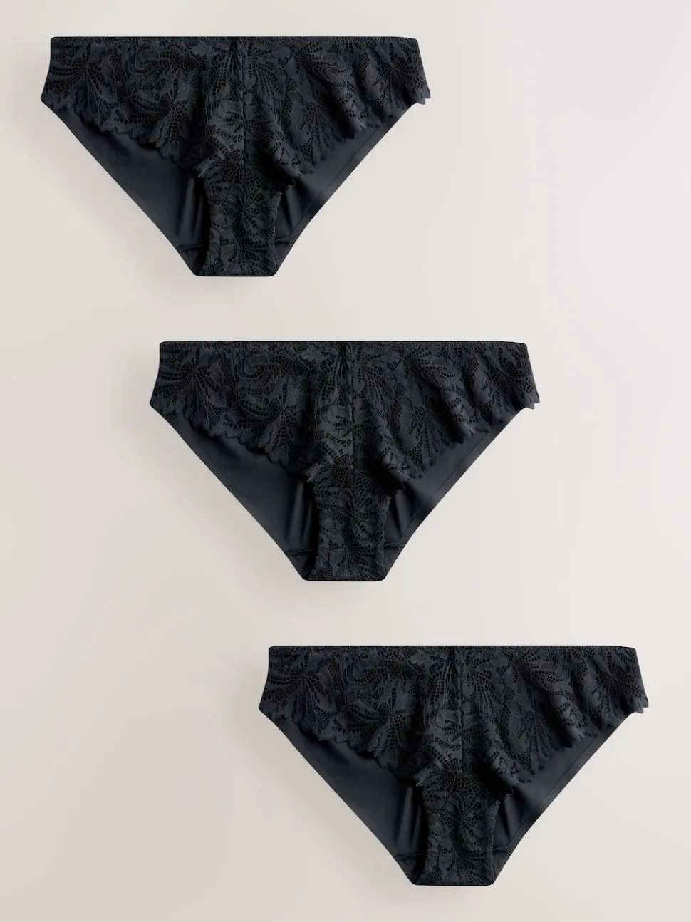 Noir - Lot de 3 culottes NVPL en dentelle sur le devant