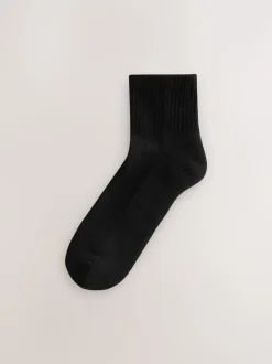 Noir - Lot de 3 paires de chaussettes courtes côtelées à semelle coussinée avec soutien de la voûte plantaire