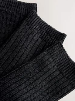 Noir - Lot de 3 paires de chaussettes côtelées à poignée chaude