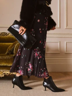 Noir - Love & Roses bottes élégantes en Faux Cuir à Kitten heel et bout pointu