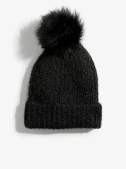 Noir - Love & Roses Chapeau à pompon confortable