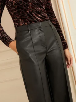 Noir - Love & Roses Jupe courte large en similicuir