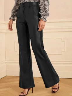 Noir - Love & Roses large en similicuir avec pantalon à rayures latérales en faux daim
