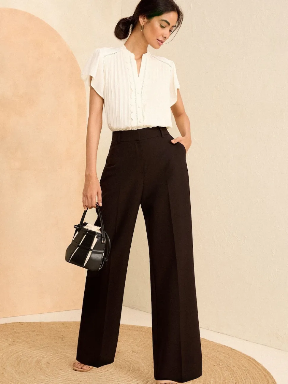 noir - Love & Roses Pantalons amples