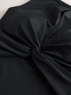 Noir - Maillot de bain à col montant avec trou de serrure et contrôle du ventre