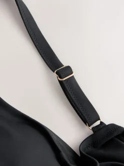 Noir - Maillot de bain à col montant avec trou de serrure et contrôle du ventre