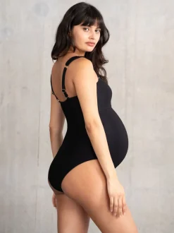 Noir - Maillot de bain de grossesse Seraphine Bandeau bleu texturé