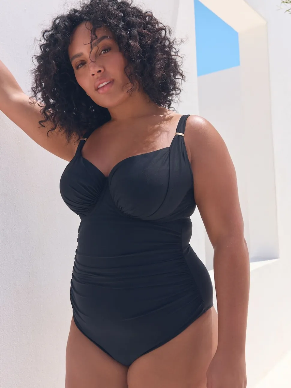 Noir - Maillot de bain DK à armatures avec contrôle du ventre