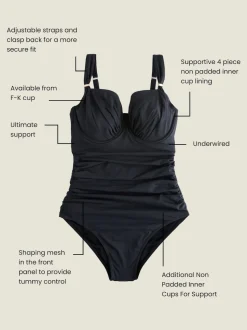 Noir - Maillot de bain DK à armatures avec contrôle du ventre