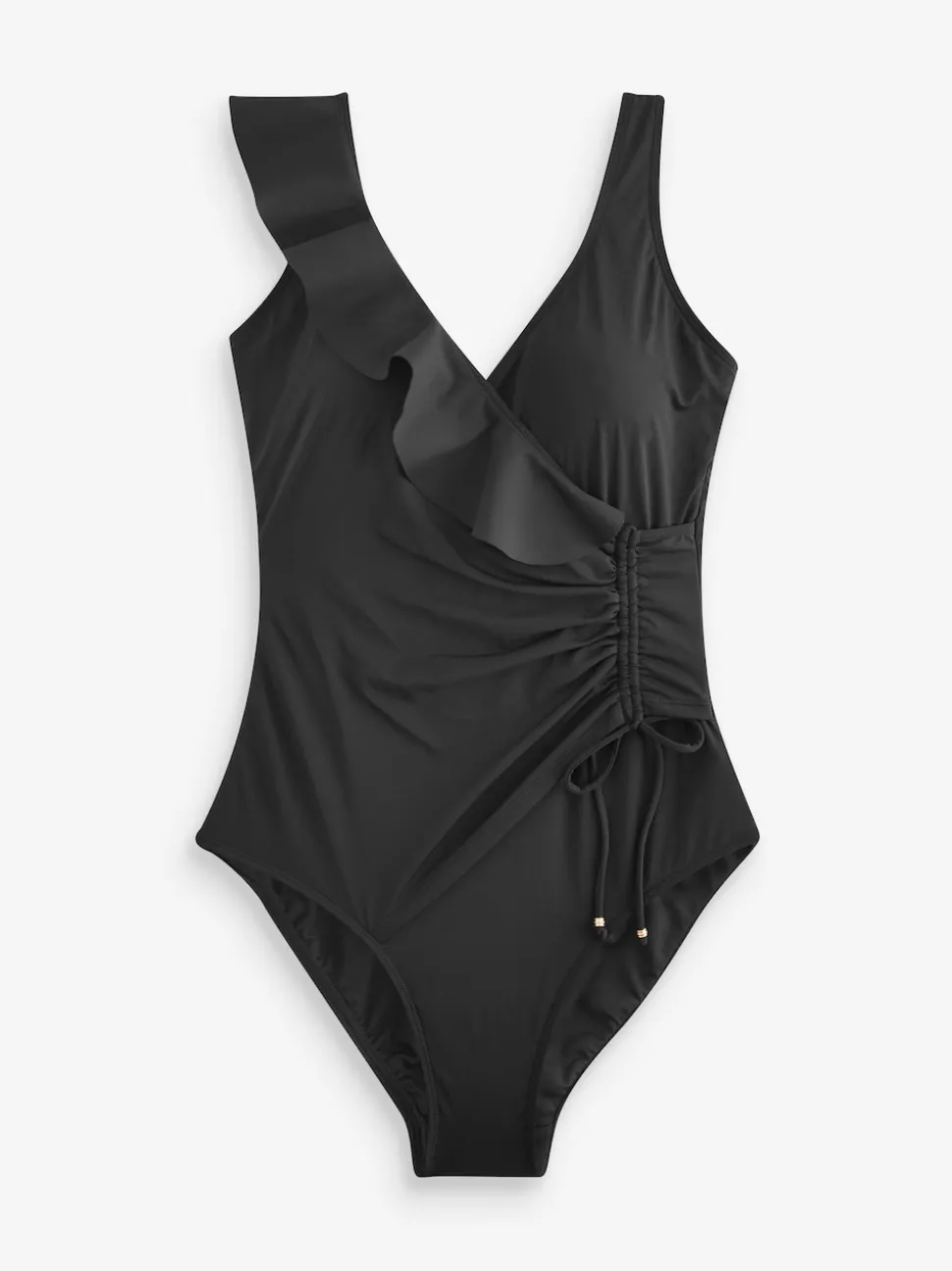 Noir - Maillot de bain gainant le ventre à volants
