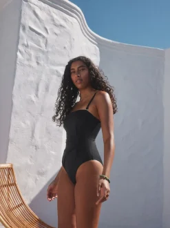 Noir - Maillot de bain Twist Bandeau Tummy Control