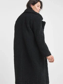 Noir - Manteau JD Williams boutonné en imitation peau de mouton