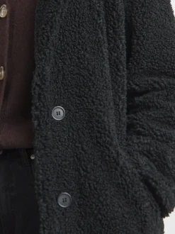 Noir - Manteau JD Williams boutonné en imitation peau de mouton