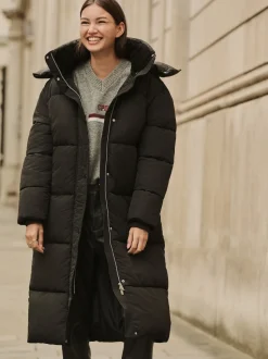 Noir - Manteau long rembourré imperméable